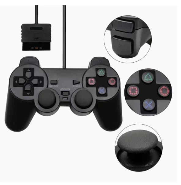 Manette filaire pour console PS2, joystick filaire pour PS2, contrôle à double moteur pour PS2, mane