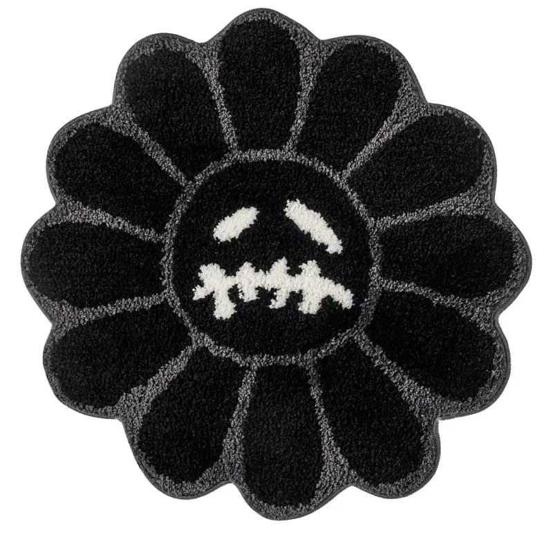 Tapis de porte d'entrée tournesol souriant, en peluche épaisse d'hiver, mignon, pour sol, esthétique