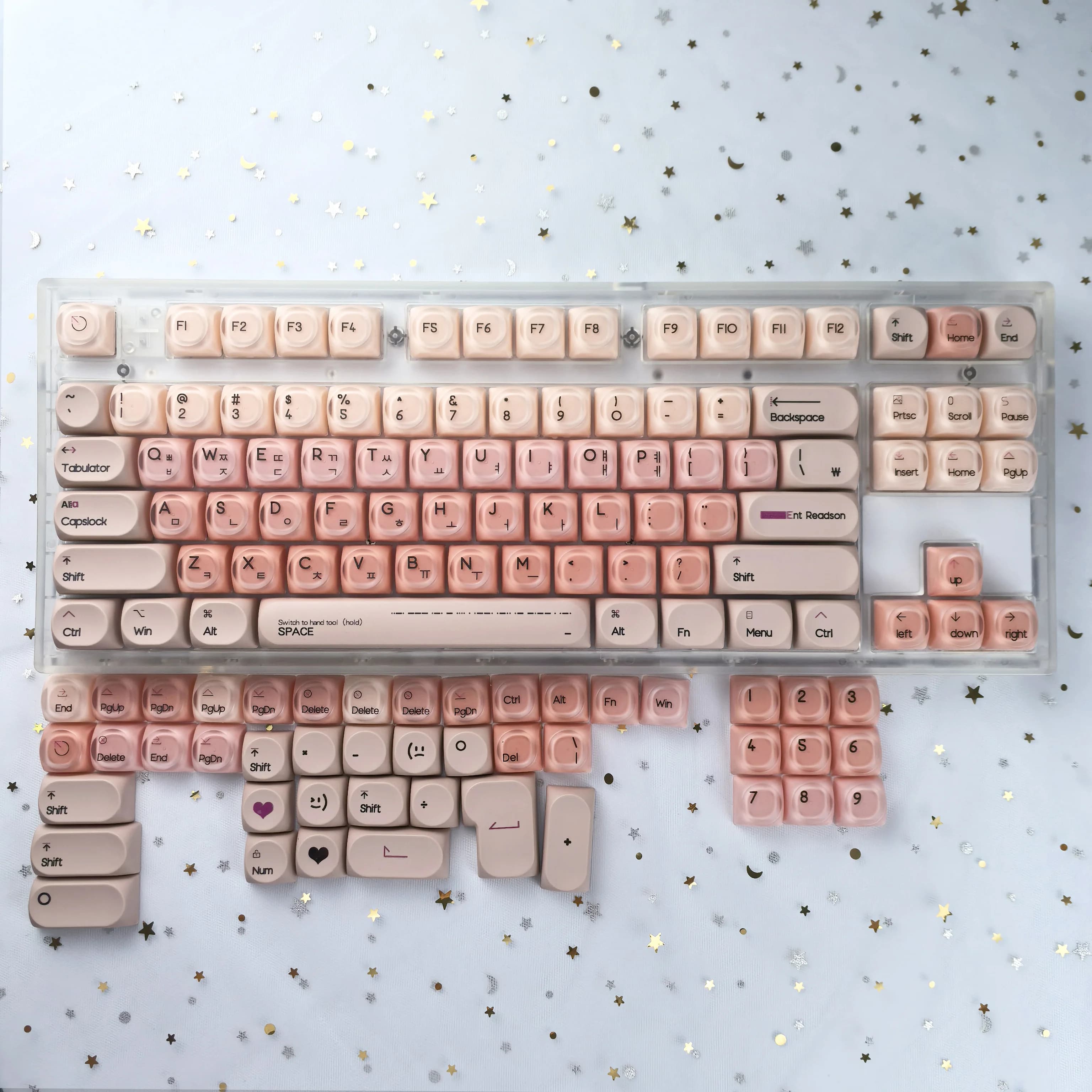 MAIMOOO Keycaps coréens roses Liquid Foundation 136 touches Hoa Pbt+Pc rondes roses mignonnes pour c