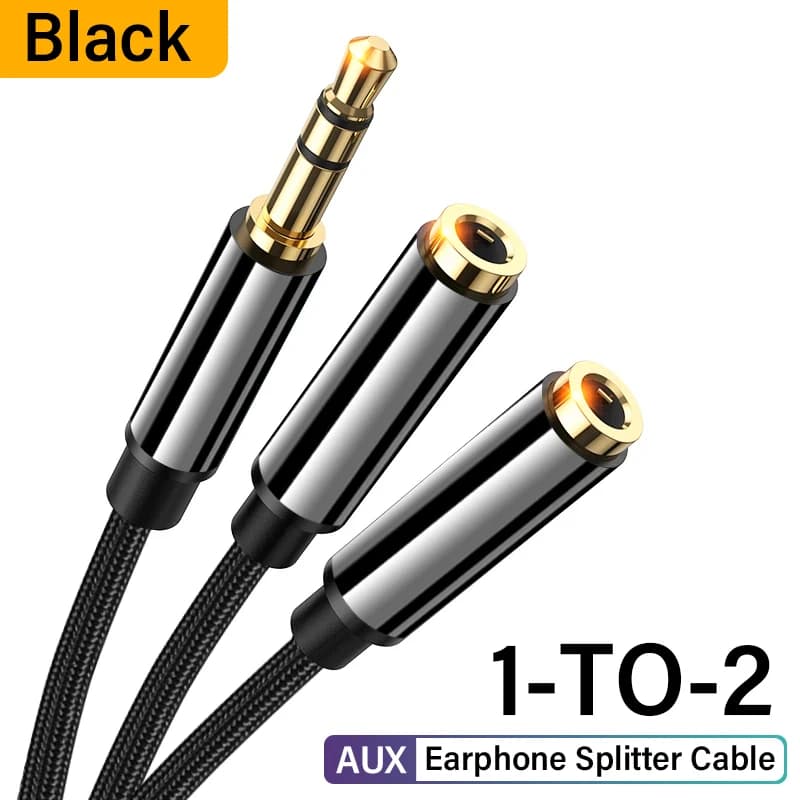 Câble séparateur de casque 3.5mm mâle à 2 prises femelles câble d'extension 3.5mm adaptateur AUX pou