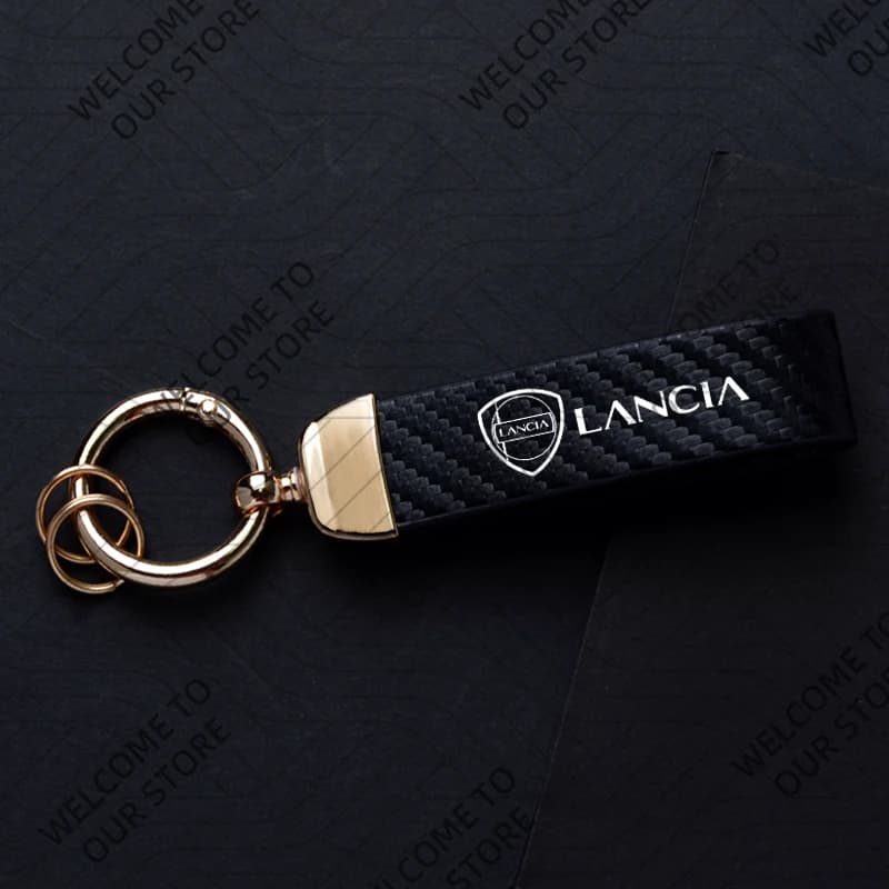 Nouvelle mode pour LANCIA YPSILON KAPPA DELTA MUSA LYBRA Logo voiture en Fiber de carbone en cuir po