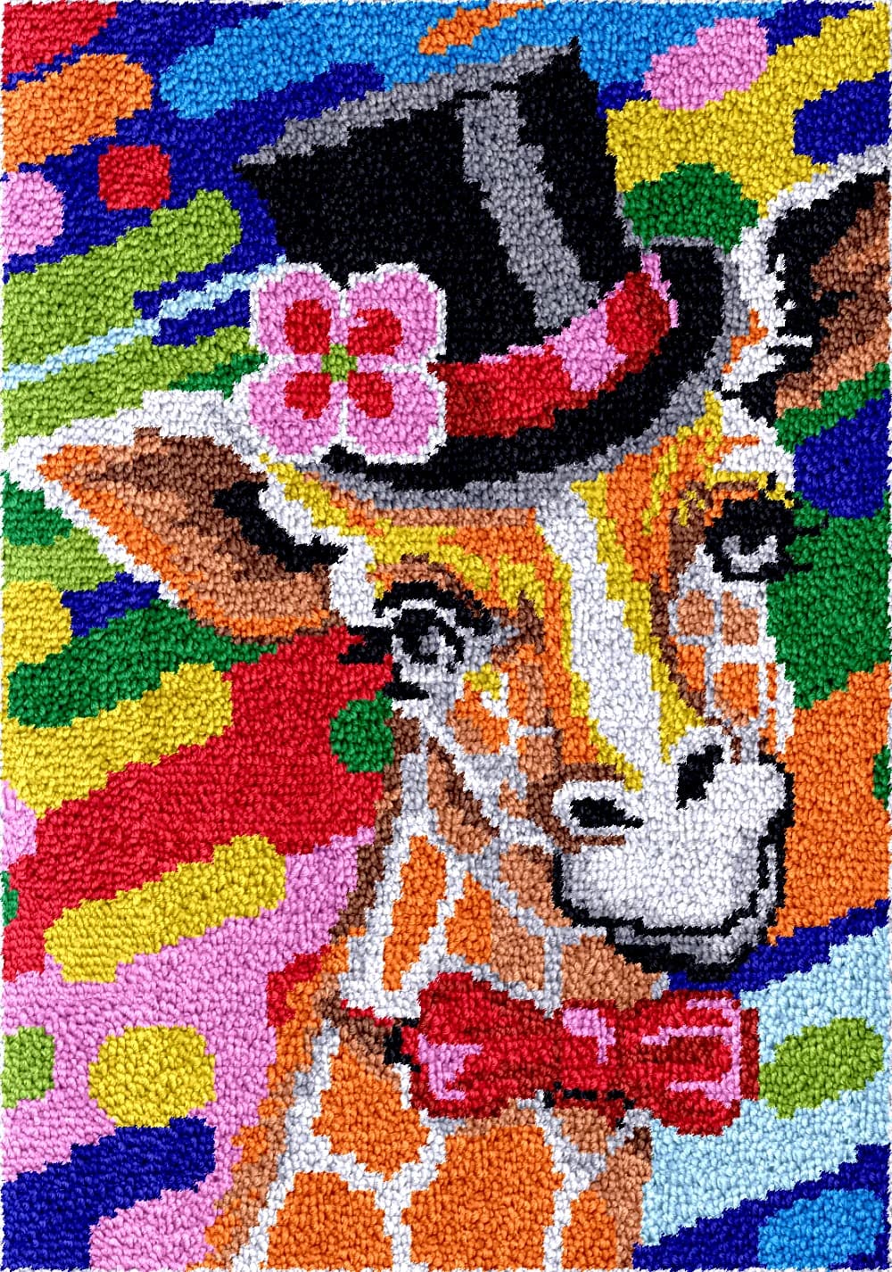 Kit de broderie de tapis avec crochet à loquet grande taille motif girafe, pour loisirs créatifs, su