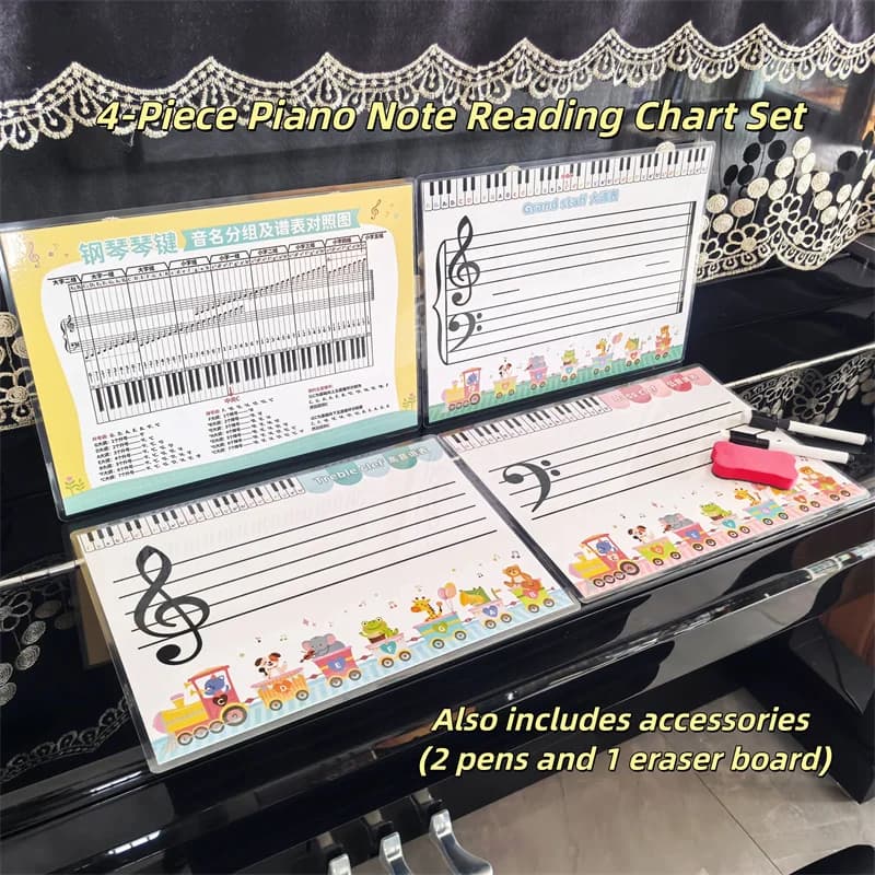 Feuille de pratique pour clavier et notes de piano, avec effaçable à sec, pour grand personnel, clé 