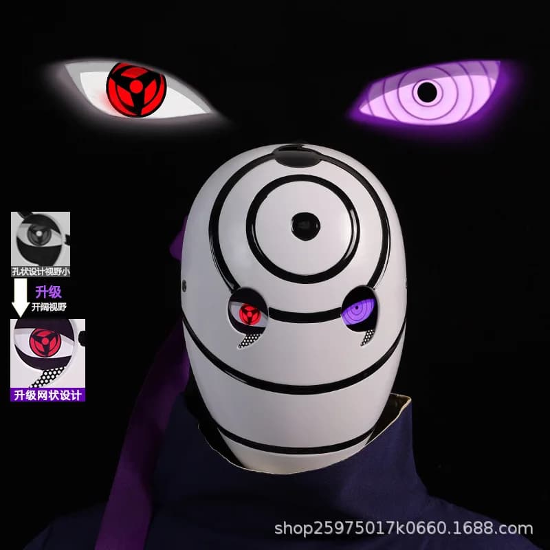 Naruto Anime casque masque yeux brillant Cosplay Uchiha Obito Shine masque Akatsuki Sharingan dessin