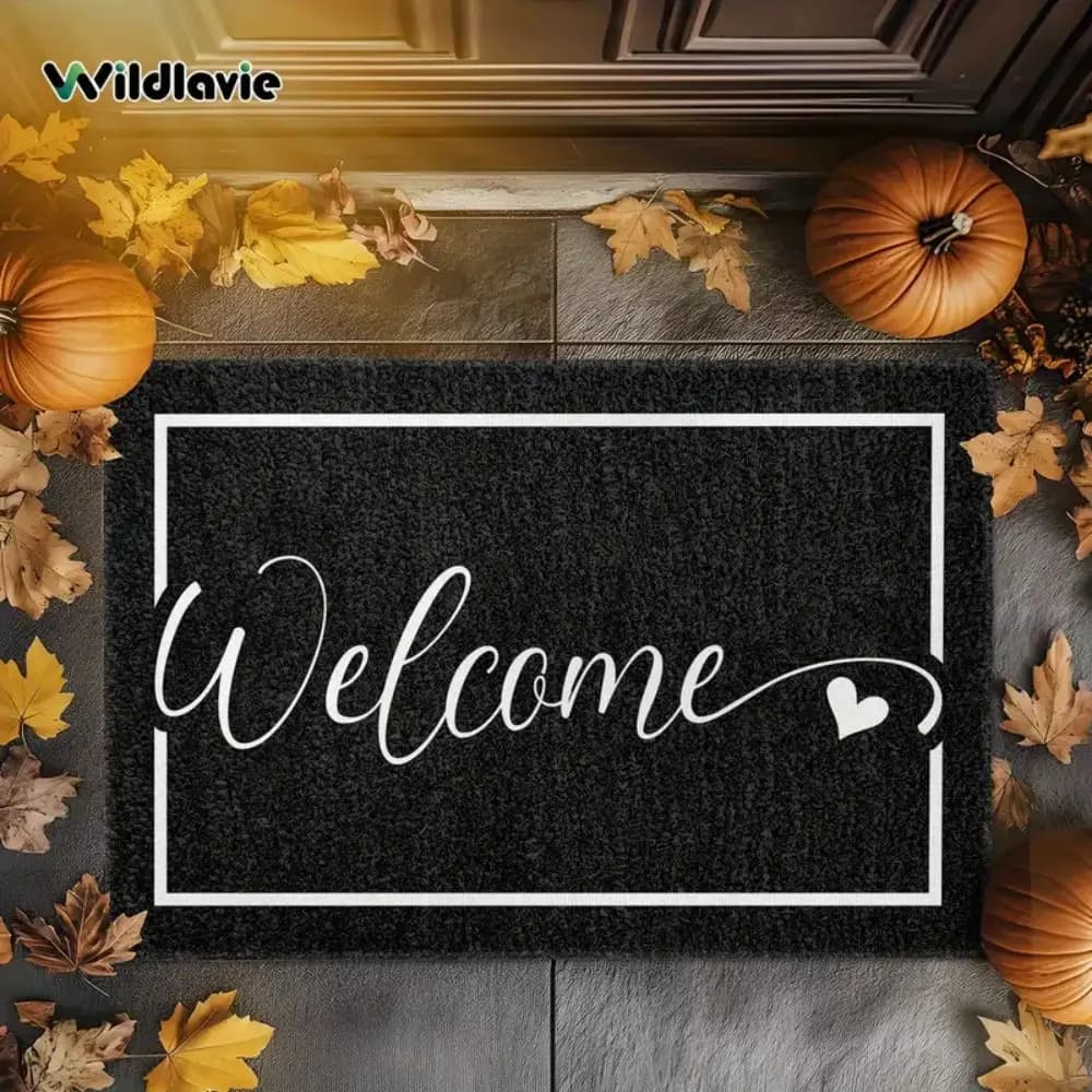 Tapis d'entrée VIKAMA - Noir, tapis de sol résistant aux taches et durable, tapis de salle de bain e