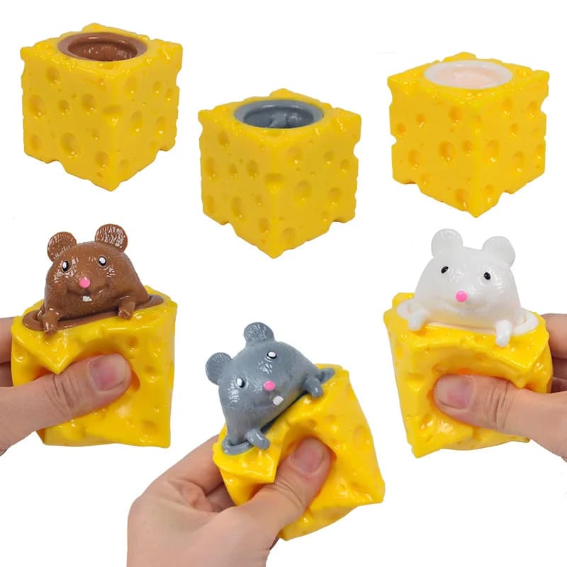 Mini tasse de souris à fromage Pop-Up, balle anti-Stress à presser, jouets sensoriels anti-Stress, t