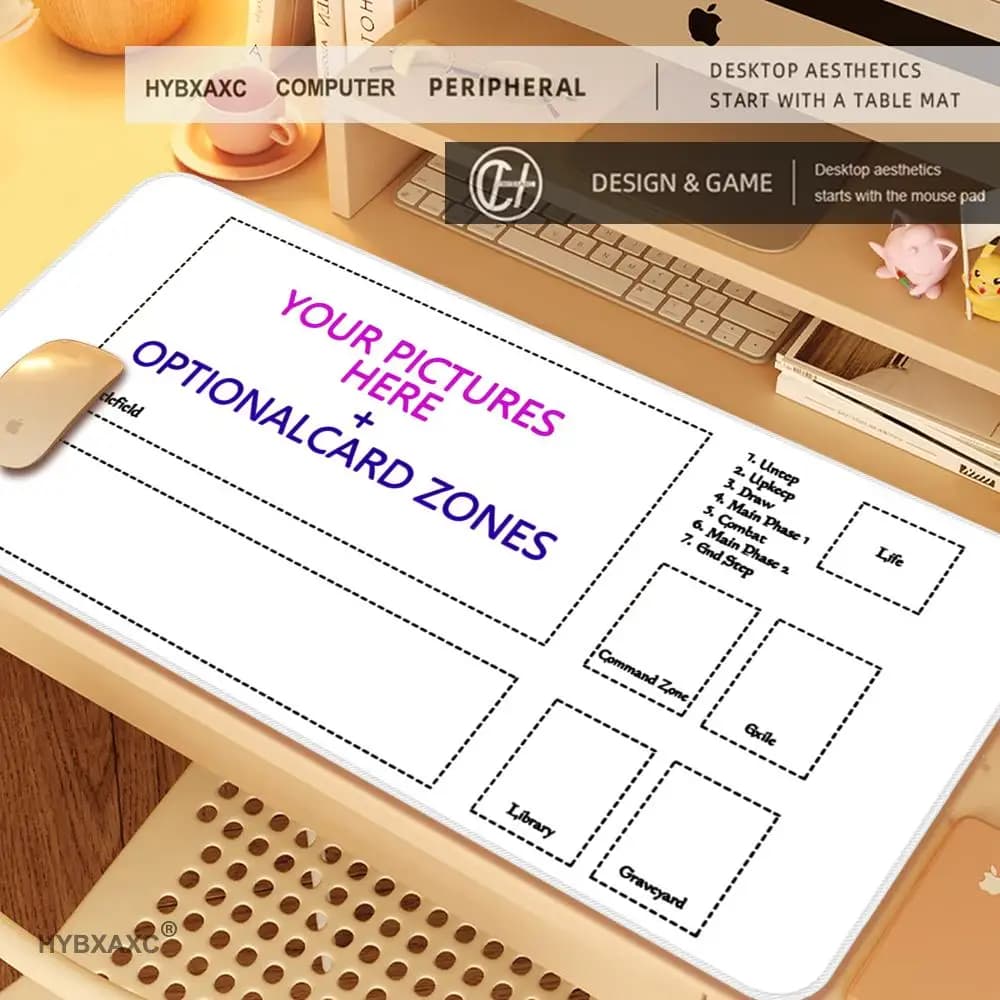 Tapis de jeu TCG personnalisé 32"X16" Tapis de jeu personnalisé avec zones Accessoires de table MTG 