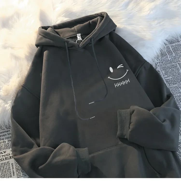 Pull à capuche pour hommes, visage souriant, drôle, mode Couple, américain, lourd, ample, épais, en 