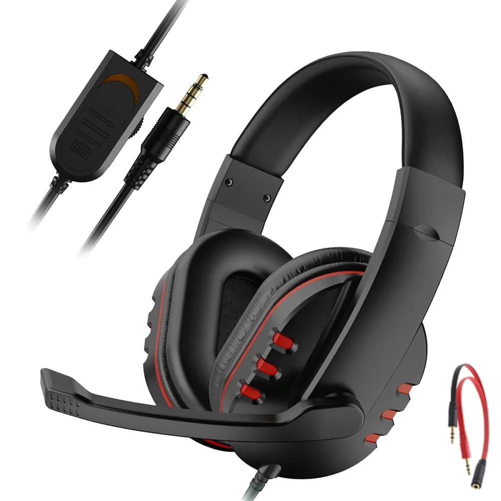 Casque de jeu filaire 3,5 mm, écouteurs pour musique, PS4, jeux PC, chat sur ordinateur avec microph