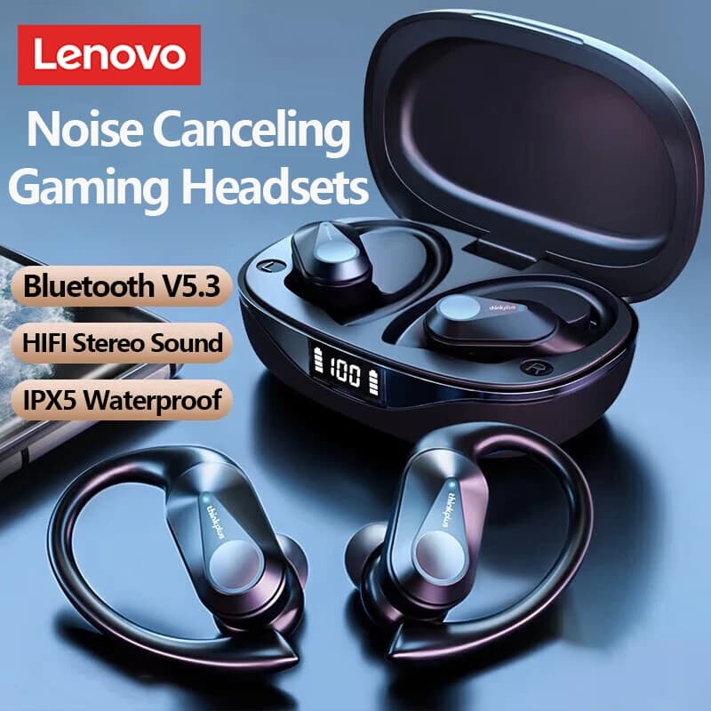 Lenovo LP75 OWS sans fil Bluetooth 5.3 écouteurs jeu réduction du bruit casque LED affichage numériq