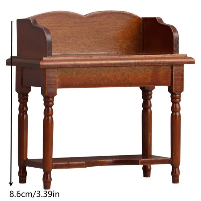 Bureau de table décoratif, échelle 1:12 ; Maison de poupée, meubles miniatures, accessoire de maison