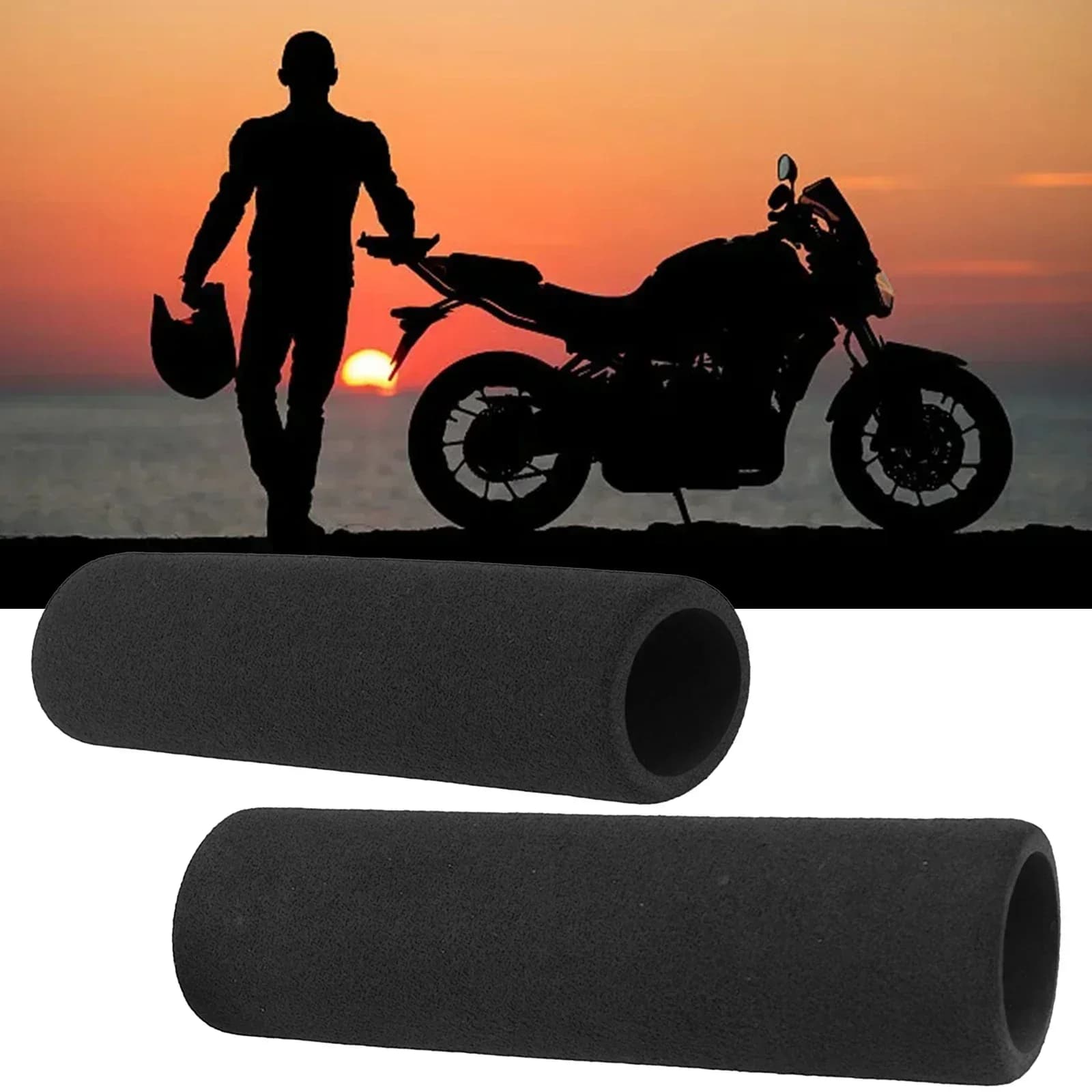 Guidon de moto en mousse anti-vibration, poignées coordonnantes confortables, housse de poignée, bar