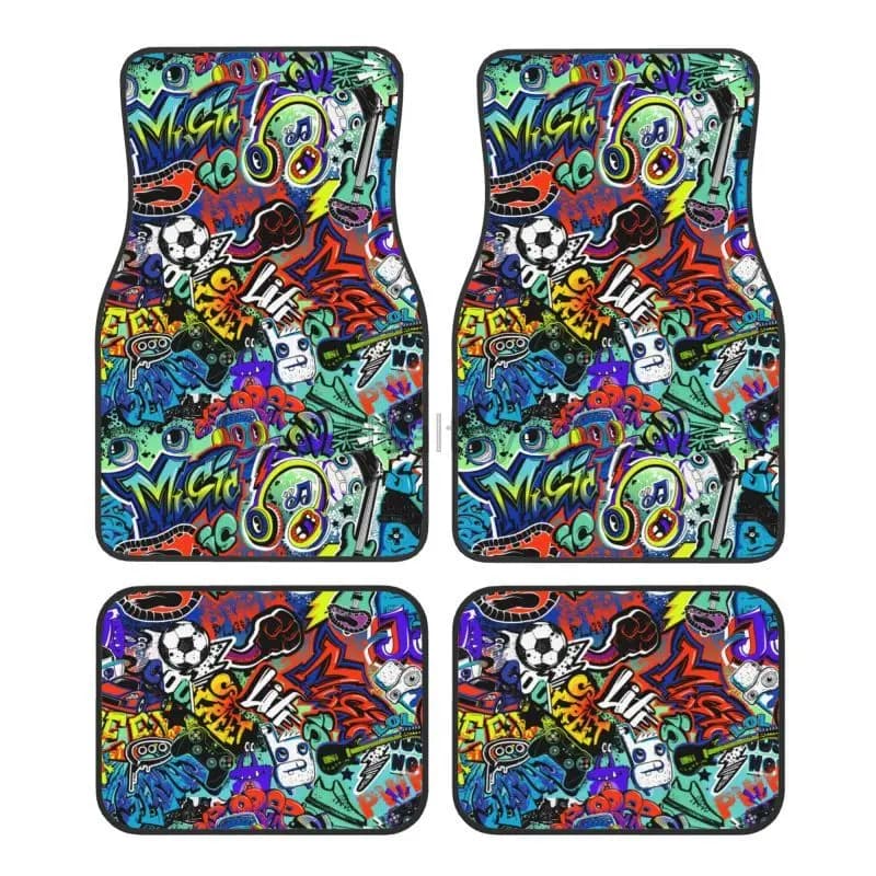 Tapis de sol de voiture Graffiti Collection de bande dessinée américaine Pop Art Print Tapis de pied