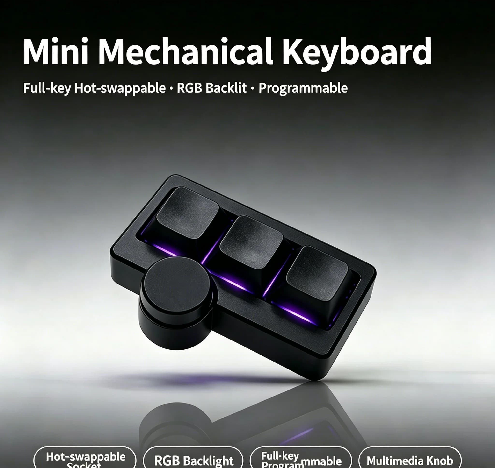 Clavier de jeu mini portable à commutation à chaud, RGB, filaire USB, multi-combinaisons/multimédia,