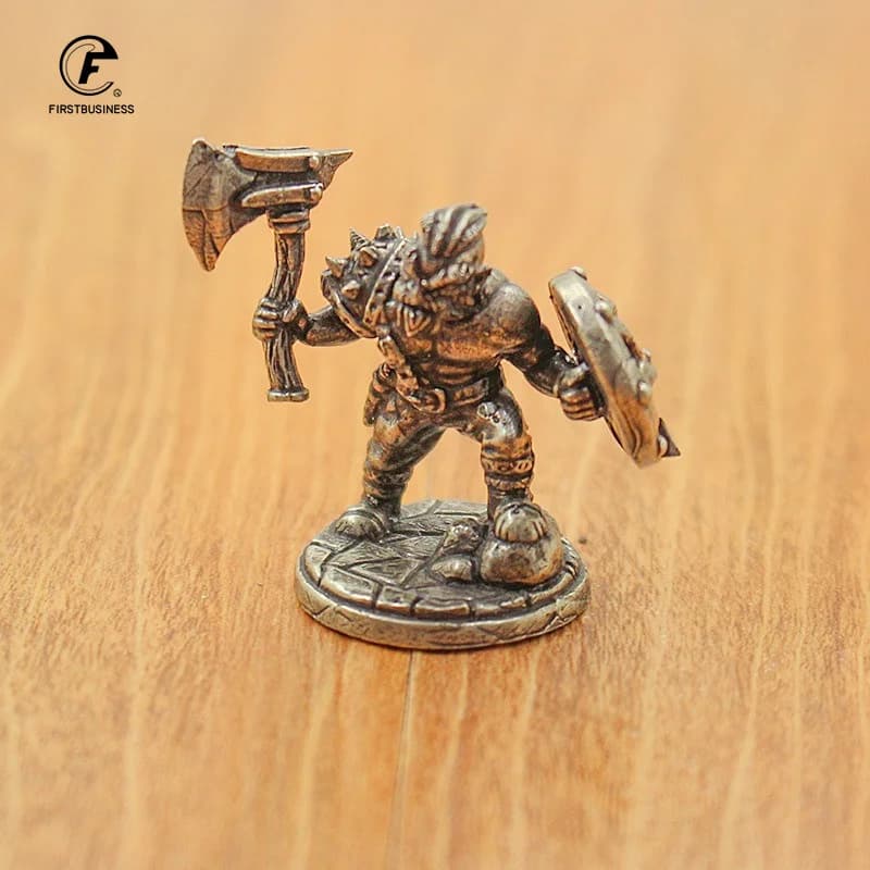 Statue de guerrier nain Miniature en laiton blanc Vintage, jeu de société de bureau, modèle de guerr