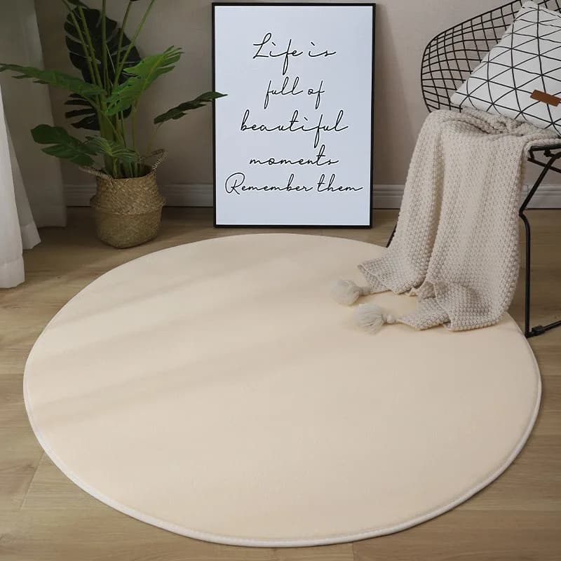 Tapis imprimé circulaire doux et Simple, couleur unie, en flanelle, antidérapant, adapté aux chambre