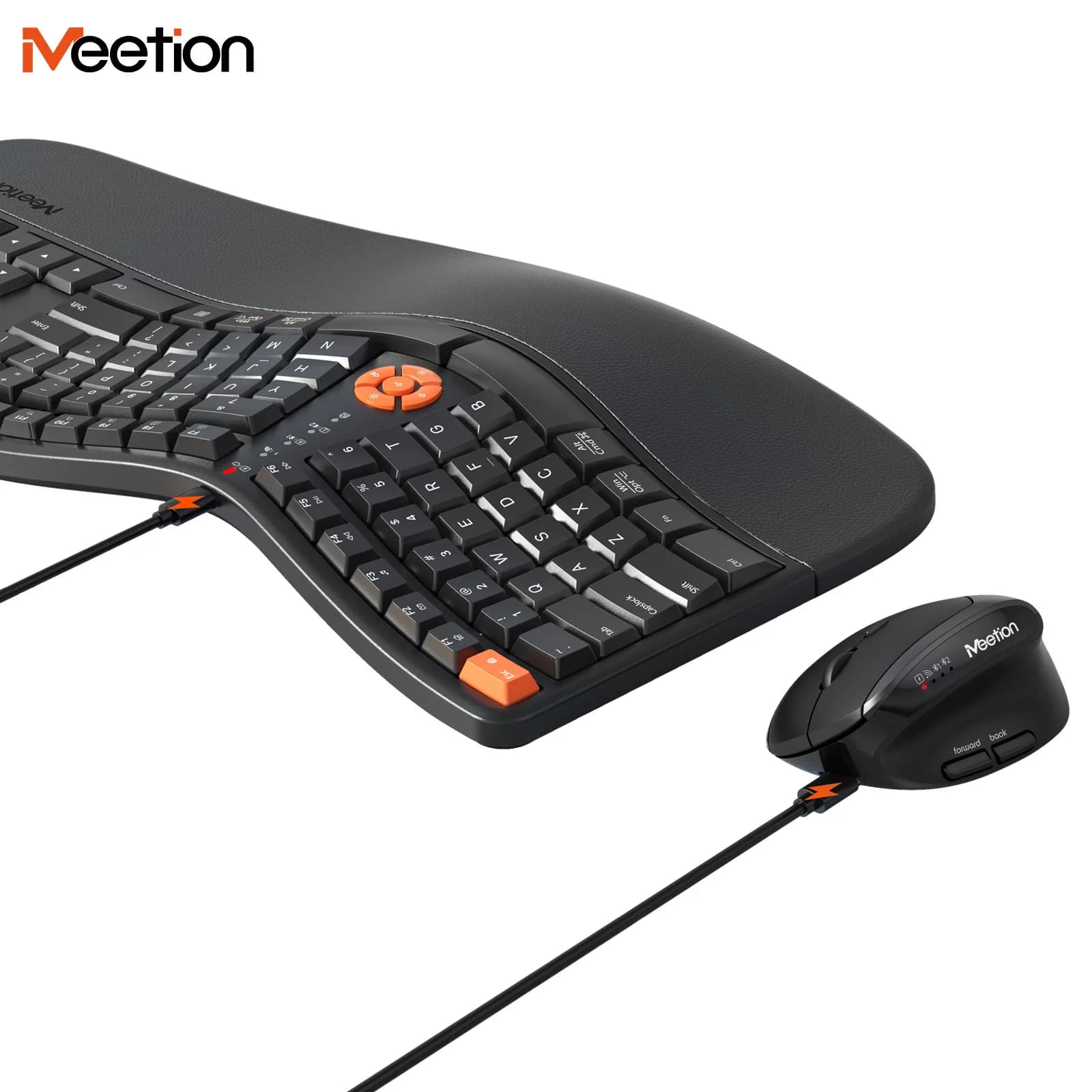 Ensemble clavier et souris ergonomique haut de gamme, double mode 2.4G/Bluetooth, rechargeable, 3 co