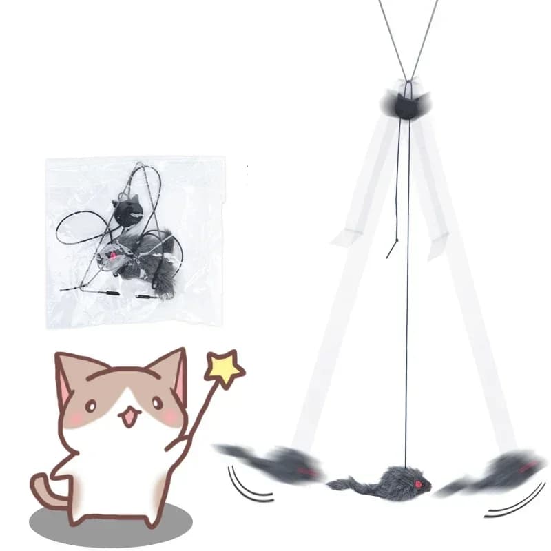 Simulation de souris pour chats, jouet amusant, porte suspendue, bâton rétractable, corde à gratter,
