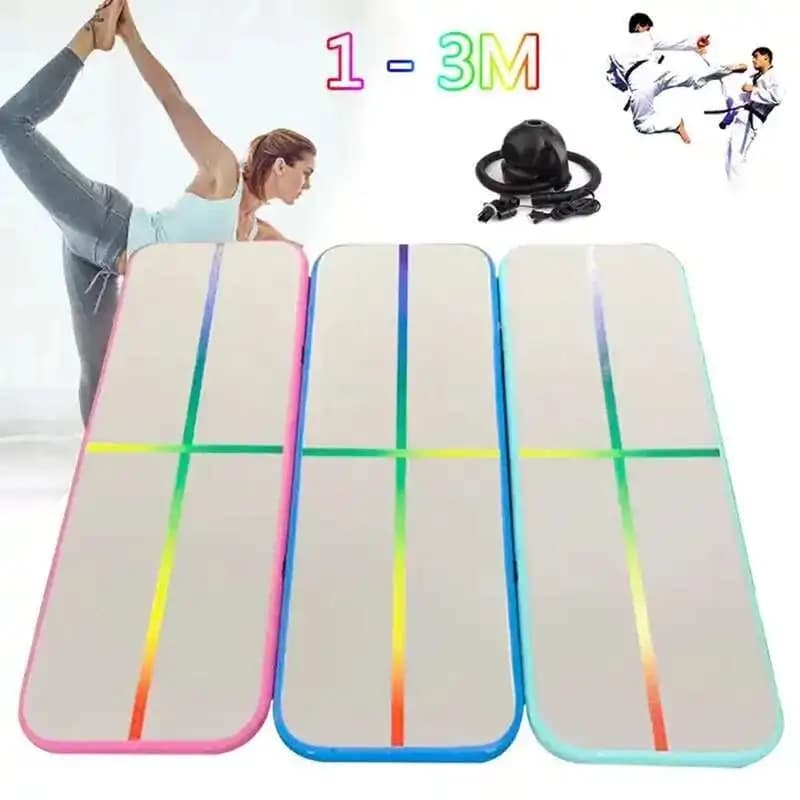 Tapis de gymnastique Durable 1X0.6X0.1M, pistes d'air, avec ligne colorée, sol de Yoga d'intérieur p