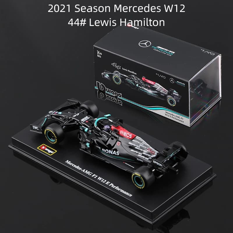 Modèle de voiture en alliage Bburago 1:43 Hamilton F1 avec casque SF25 W15 W14 W13 W12, jouet statiq