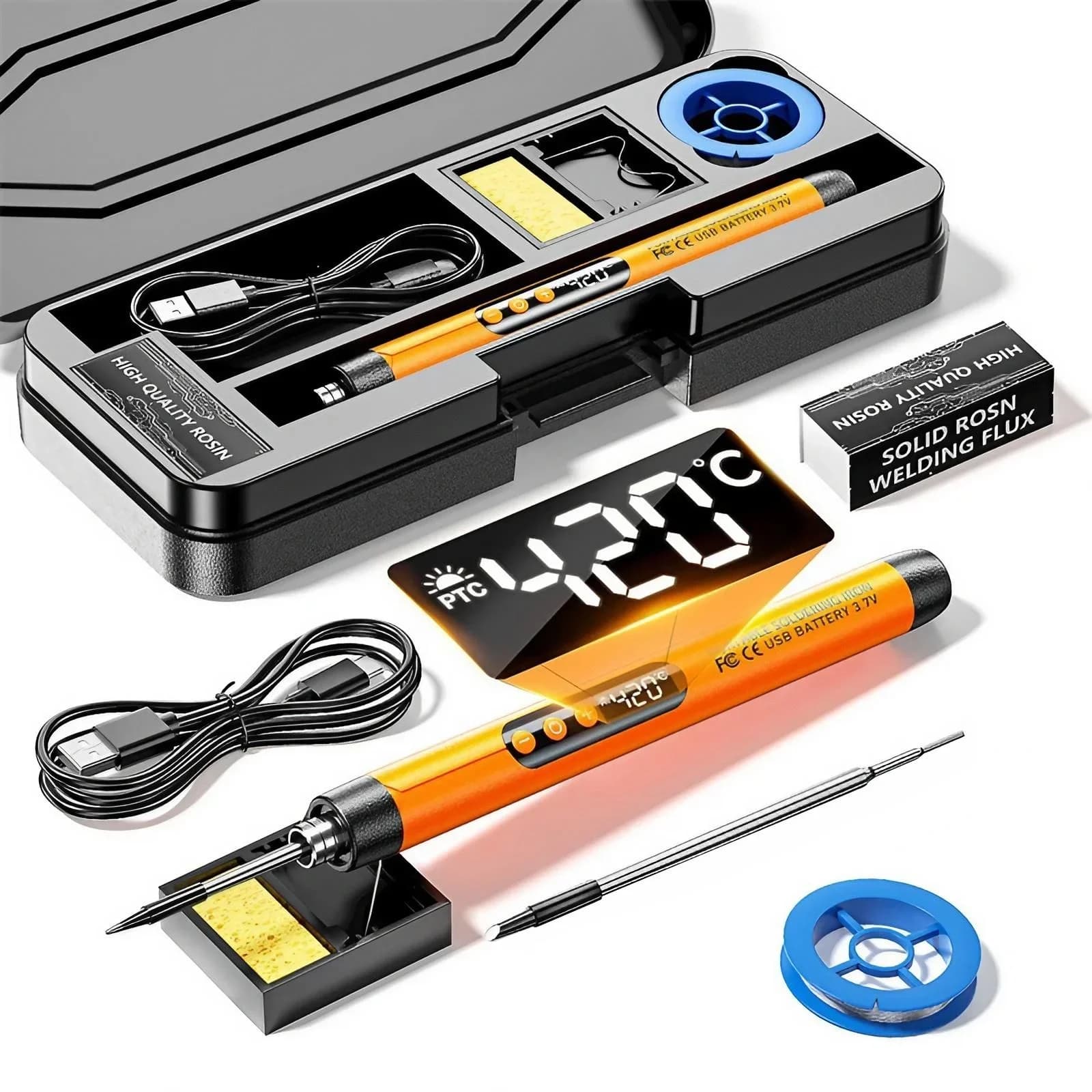 Mini fer à souder rechargeable par USB, outil de soudage à température réglable avec accessoires, pa
