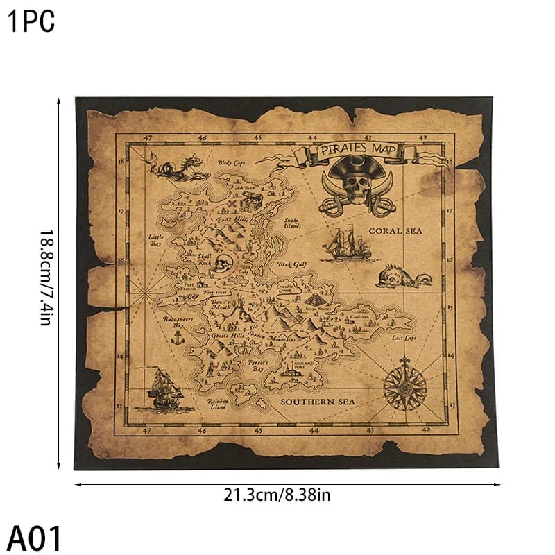 Carte de la Mer des Caraïbes, Aventure Classique, Vintage, revêt Sagesse, Carte du Monde, Halloween 