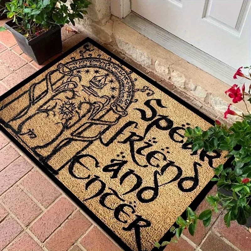 Tapis antidérapant VIKAMA inspiré du Seigneur des Anneaux, avec inscription « Speak Friend and Enter