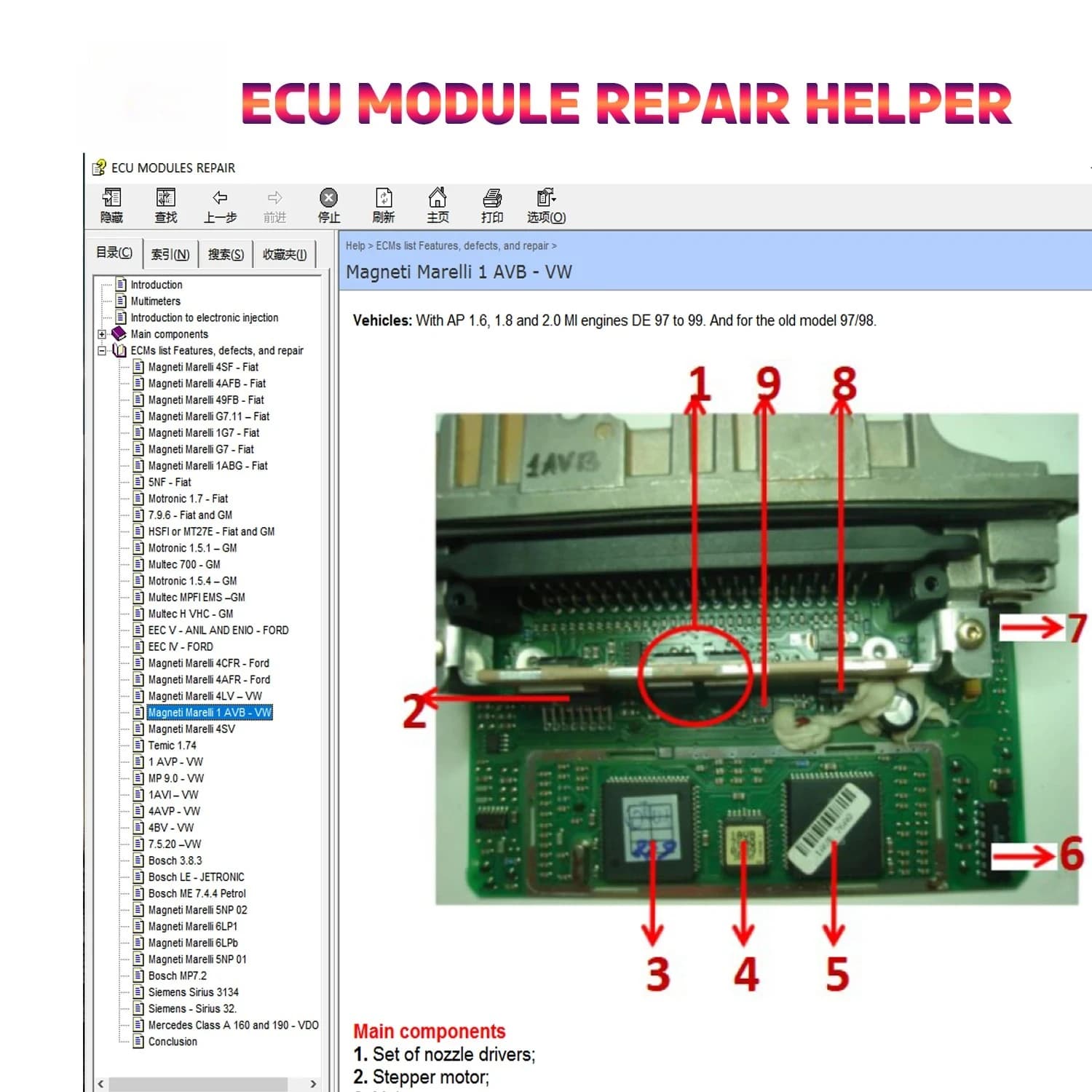 MODULES ECU : Guide de réparation, E-Book, Logiciel de réparation ECU, Schémas de connecteurs ECU, L