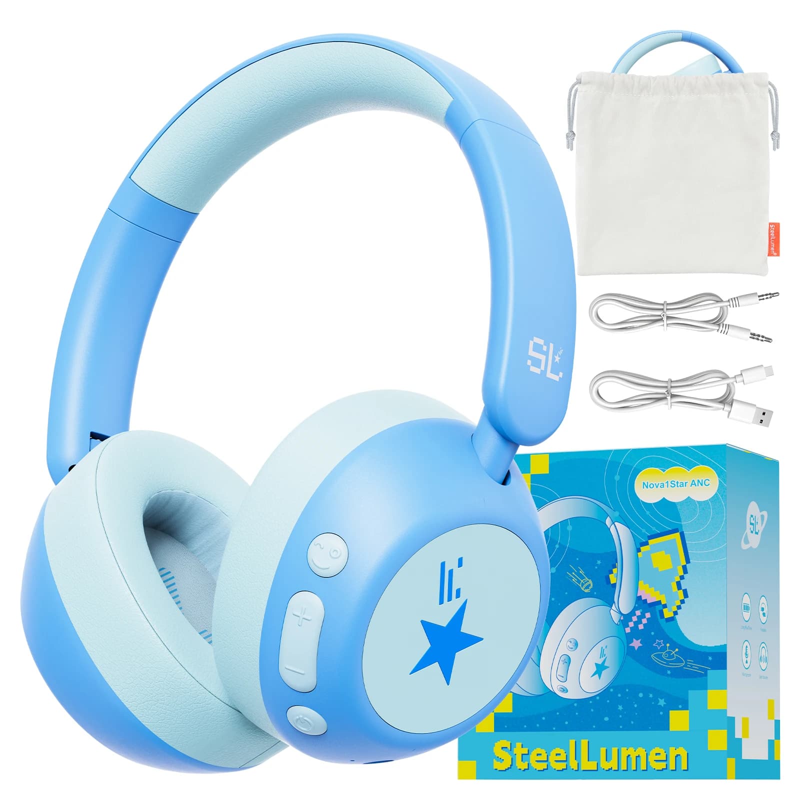 Écouteurs antibruit actifs pour enfants en bas âge Bluetooth 6.0 70H temps de jeu ANC casque sans fi