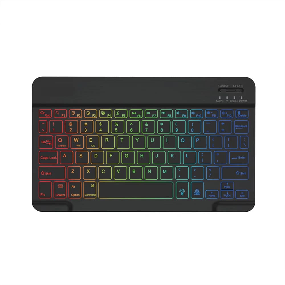 Clavier Bluetooth sans fil 7 couleurs rétroéclairé, pour tablette, ordinateur portable, Rechargeable
