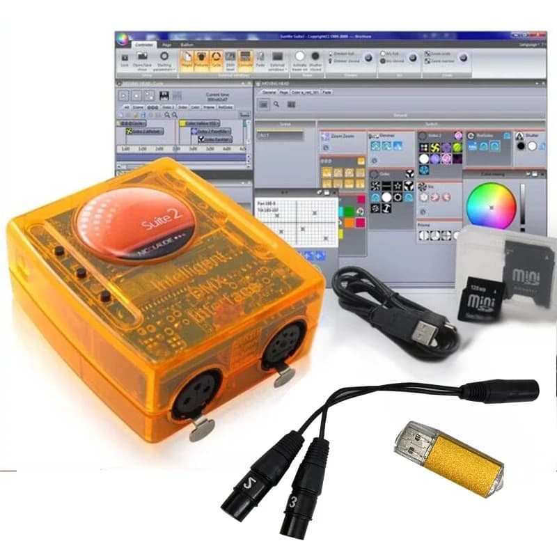 Contrôleur DMX Sunlite Suite 2 Stage, logiciel DMX512, équipement d'éclairage DJ disco, interface DM