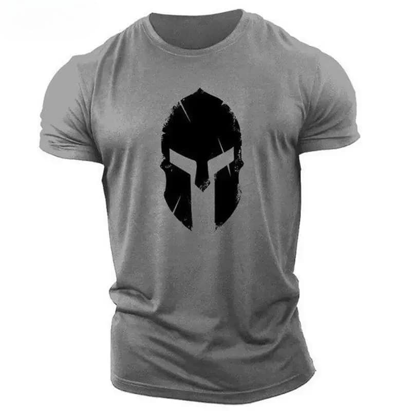 T-shirt pour homme imprimé en 3D avec casque de Sparte, pour les sports et la remise en forme en ple