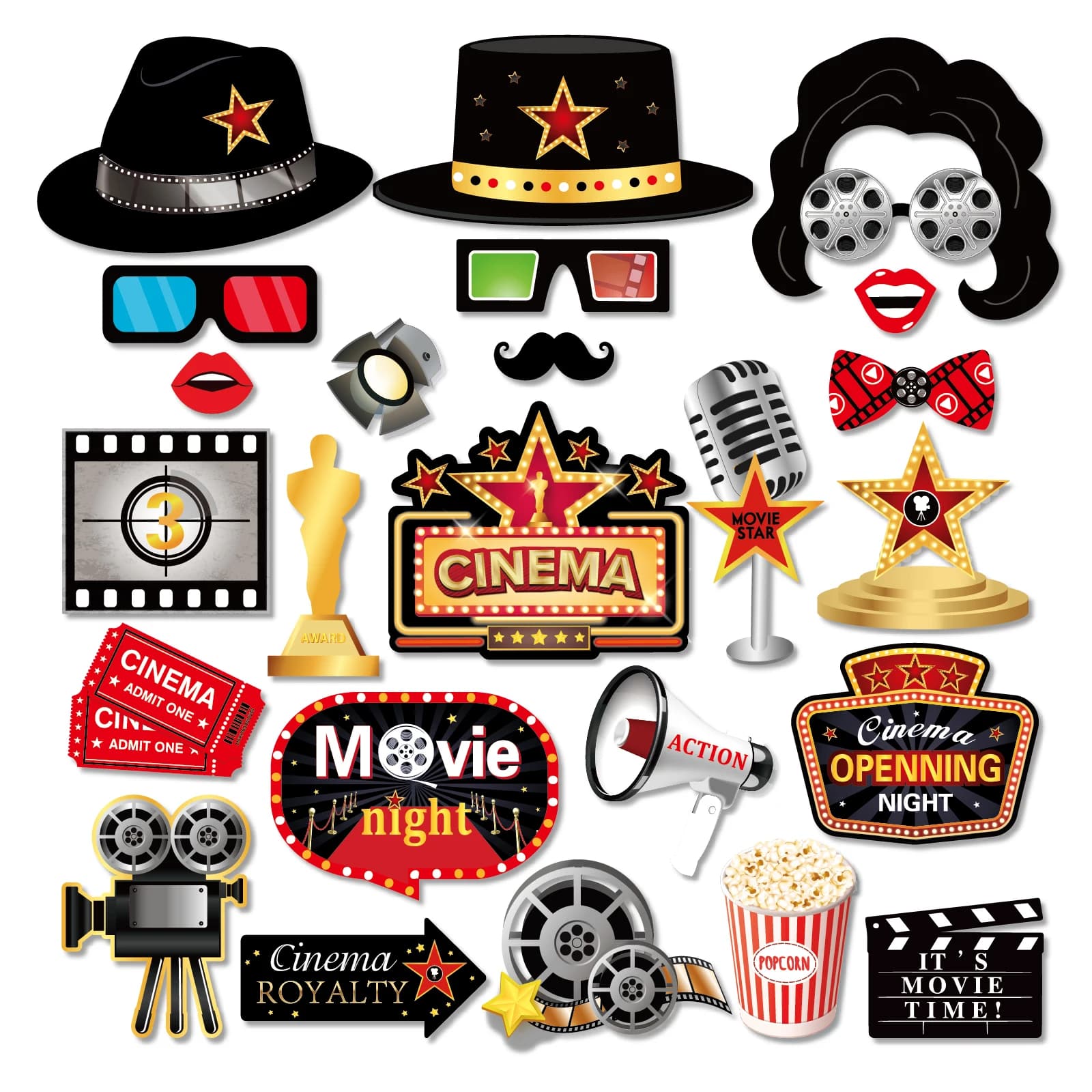 Hollywood cinéma Festival fête Photo stand accessoires film nuit fête d'anniversaire drôle bricolage
