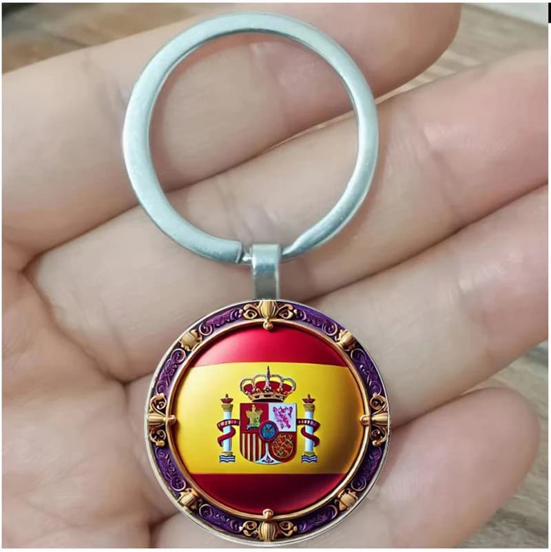 Porte-clés blason espagnol - alliage fer/zinc de style rétro, idéal pour les clés, les sacs et les v