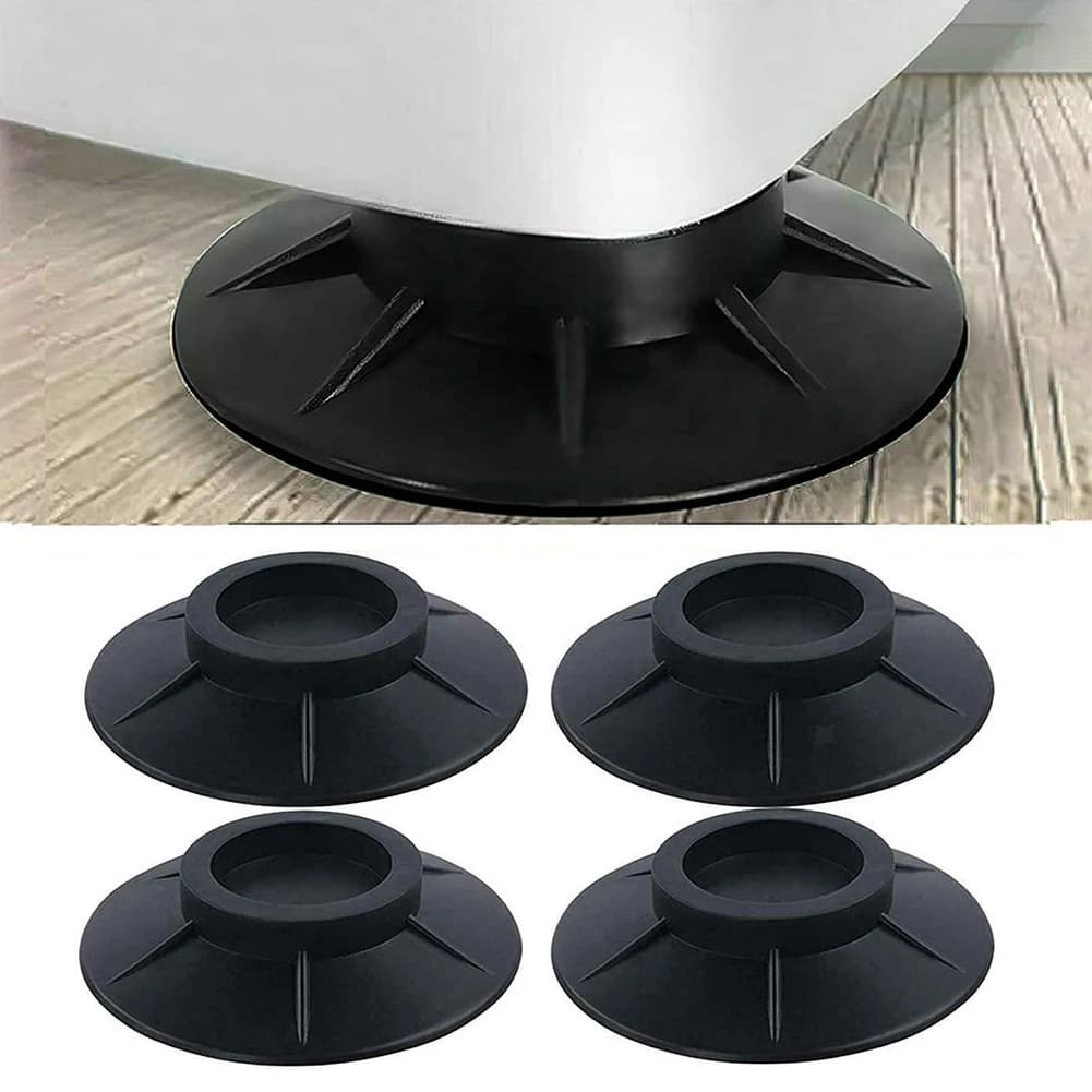 Coussinets de pieds noirs Anti-Vibration, 4 pièces, pour Machine à laver, tapis en caoutchouc antidé