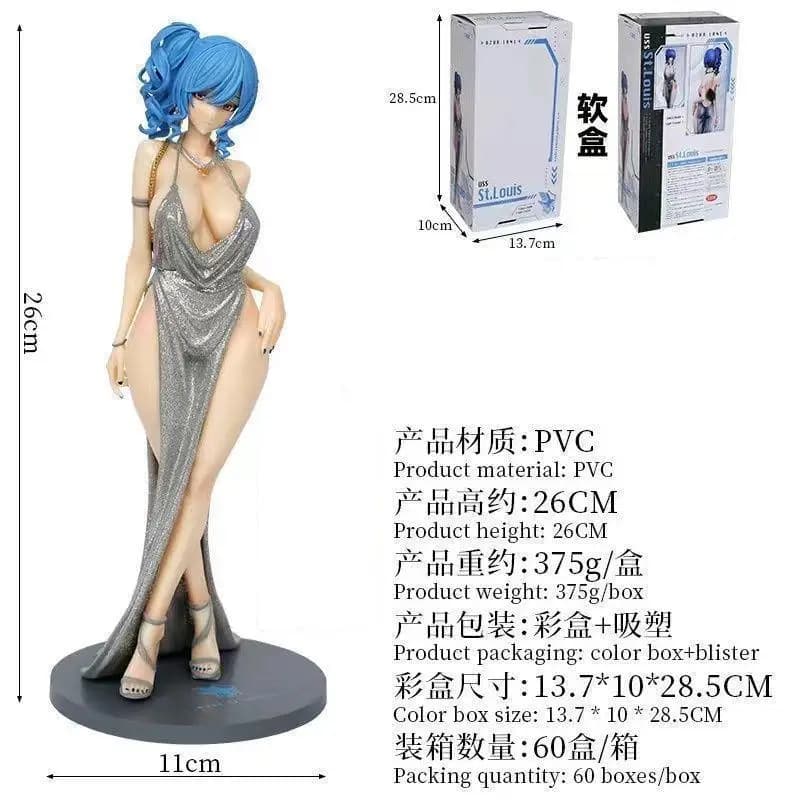 Figurine Azur Lane 26cm USS St. Louis, modèle sexy de fille dénudée, accessoire de jeu d'anime, orne