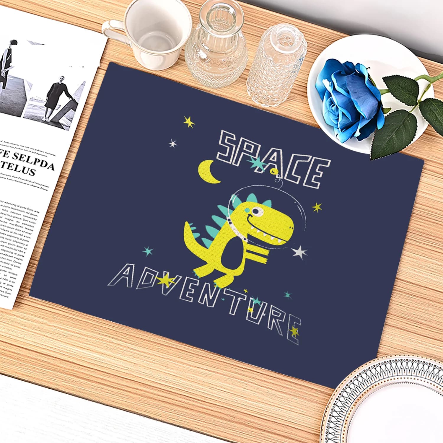 Napperon de table dinosaure pour enfants, napperons de salle à manger d'animaux de dessin animé pour