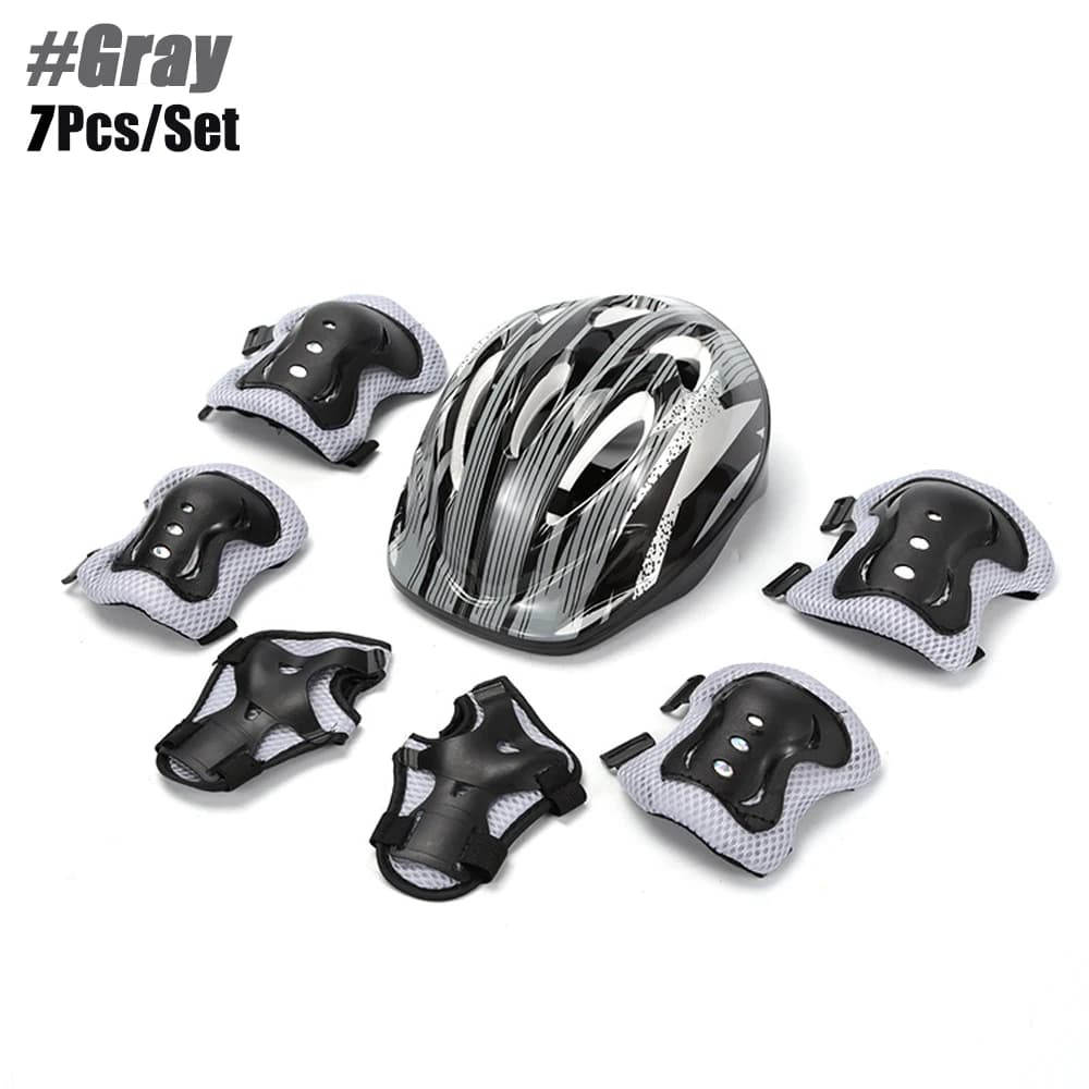 Casque pour enfants réglable avec équipement de protection de sport, ensemble de genouillères, coudi