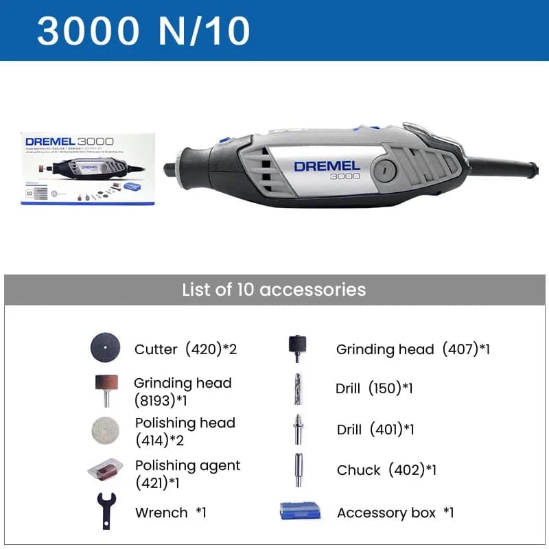 Dremel 3000/4250 Mini broyeur, outils éloignés, 10-35 pièces, accessoires, meuleuse aste, graveur, p