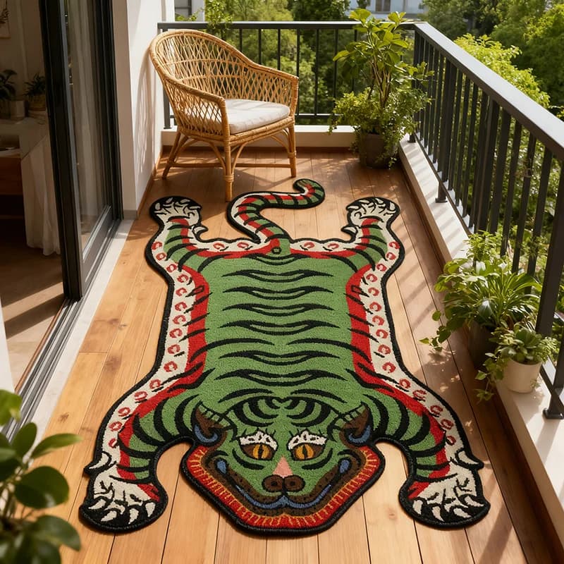 Tapis à motif de tigre VIKAMA, antidérapant et chaud, pour chambre à coucher, entrée et chevet, cana