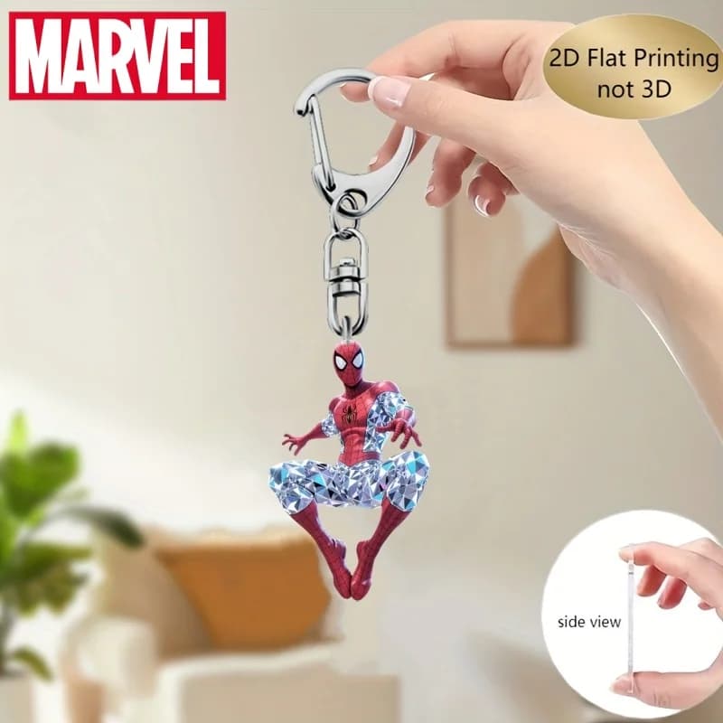 Marvel super-héros 2,5 pouces pendentif Aacrylique Spider-Man porte-clés Captain America personnage 