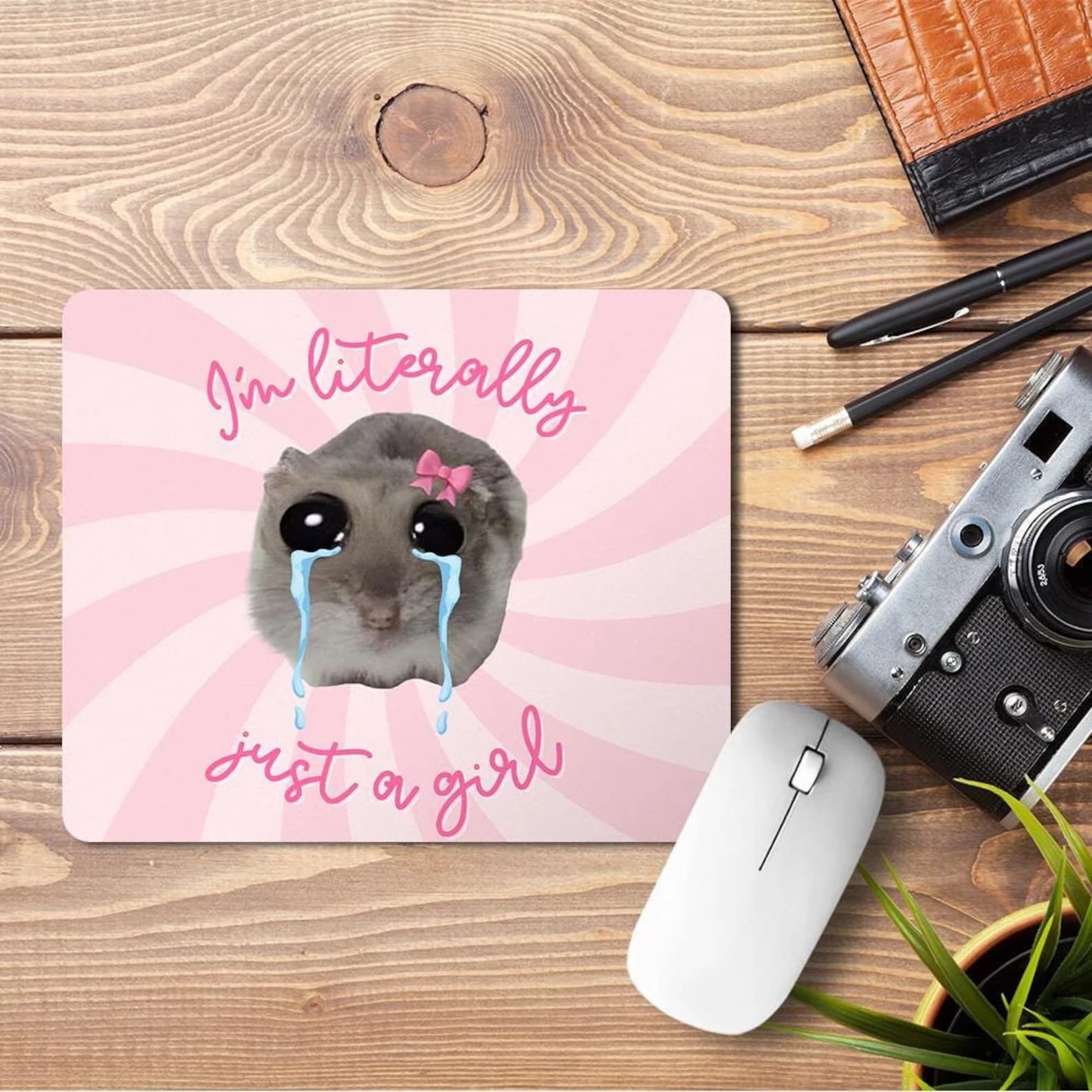 Tapis de souris avec citation de Hamster drôle, accessoire de bureau, mème intéressant, Surface liss
