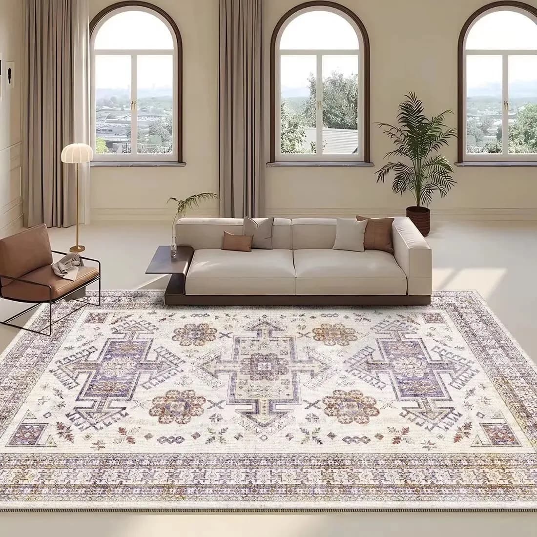Tapis rétro persan pour salon, canapé, antidérapant, lavable, pour chambre à coucher