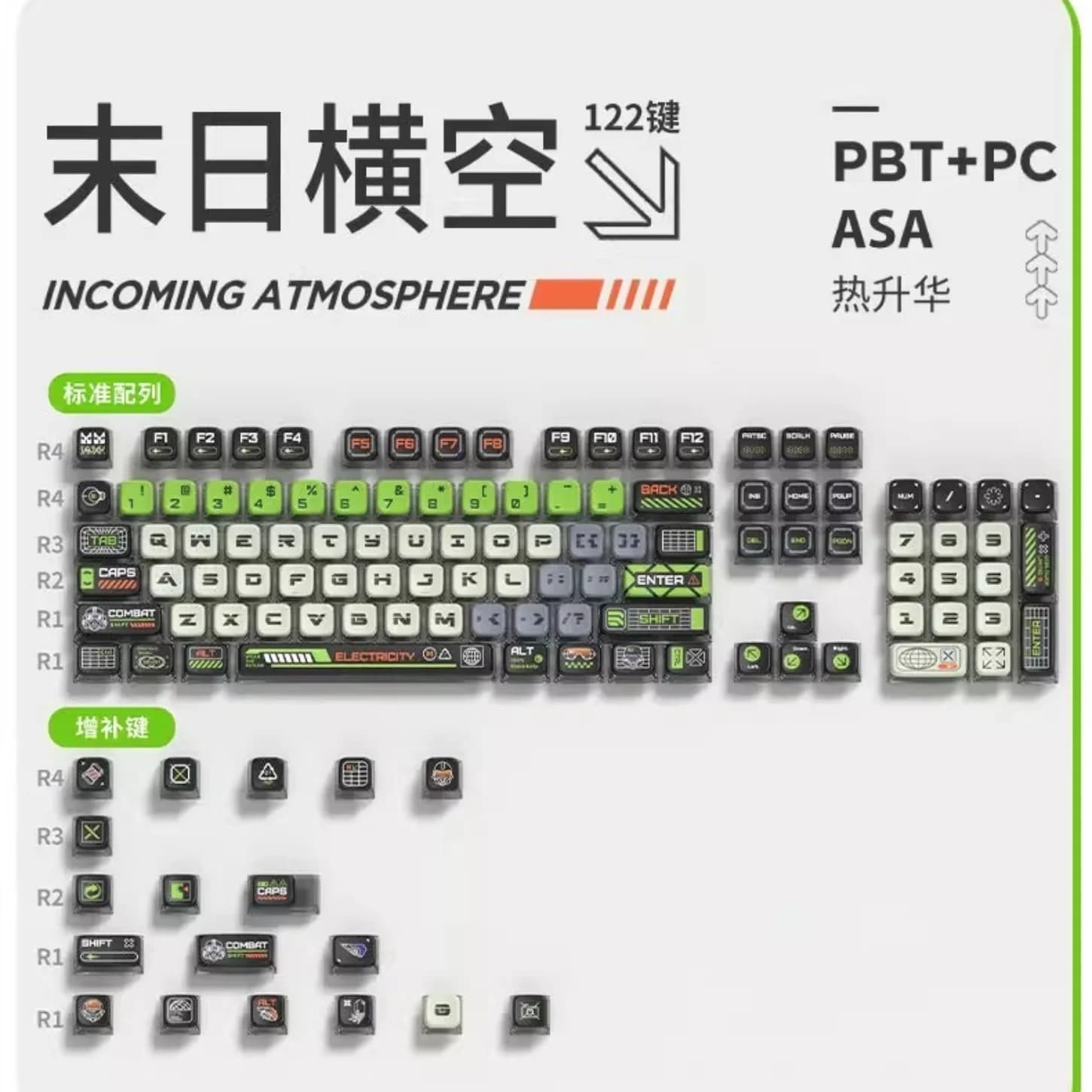 RVB Transparent, Ghost Walker SA Keycap PBT + PC 125 touches inférieures transparentes, personnalisé