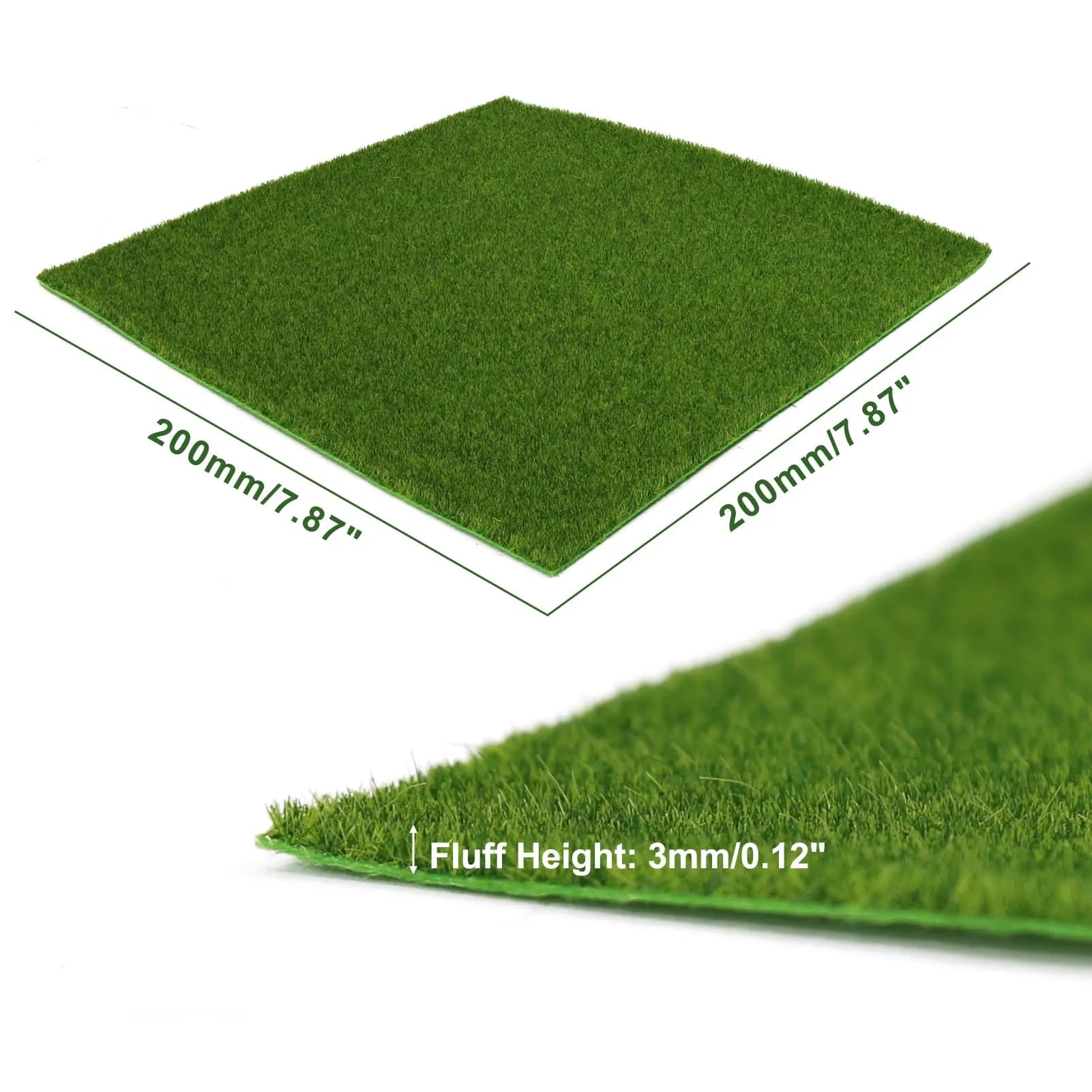 Evemodel 1pc 20cm * 20cm tapis d'herbe carré 3mm 5mm 8mm d'épaisseur tapis de pelouse artificielle p