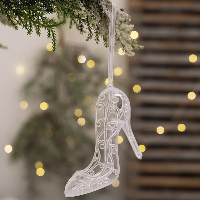 Pendentifs de noël suspendus en acrylique, chaussures en cristal d'élan, ornements, décoration d'arb