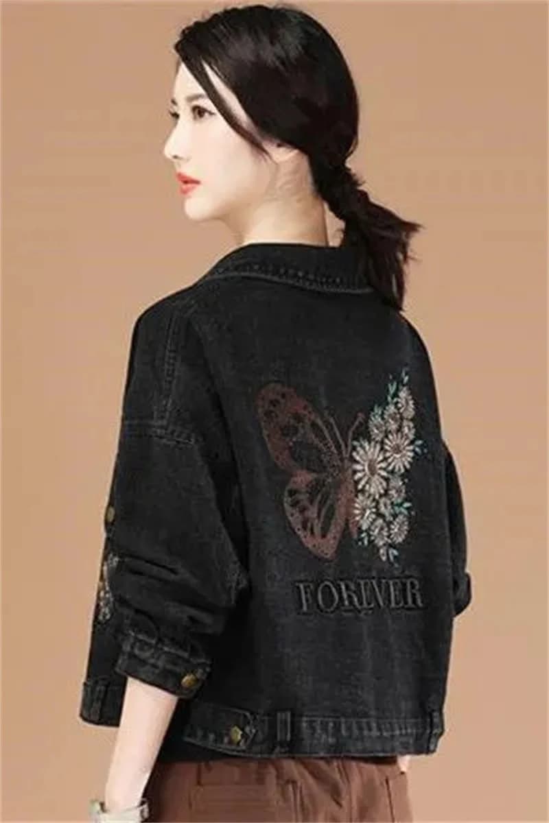 Veste en jean pour femme, Nouvelle collection Printemps 2026, style rétro, avec broderie lourde de l