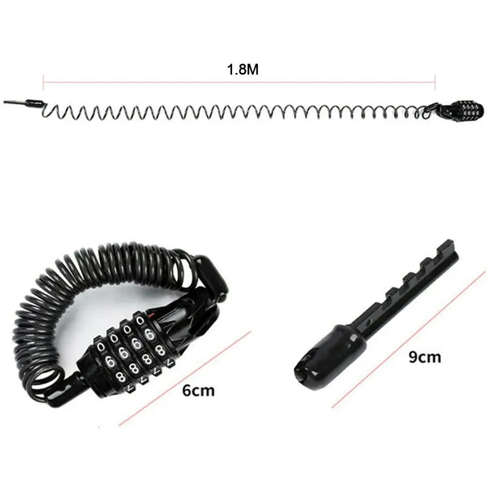 Serrure de casque de moto avec câble en fil d'acier, fixation robuste de mousqueton à combinaison de broches pour moto vélo véhicules électriques