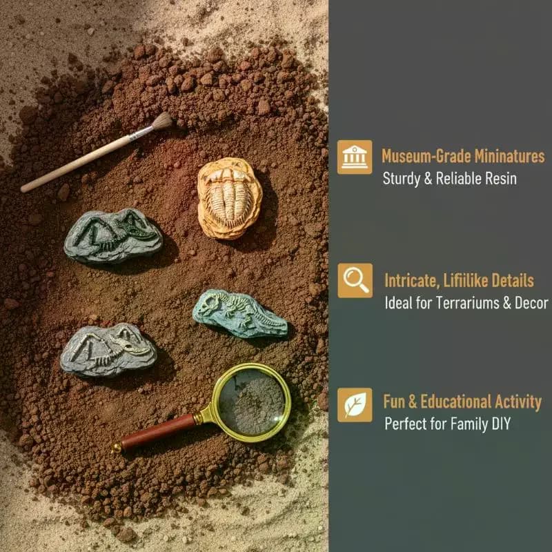4 pièces d'ornements de dinosaures fossiles simulés