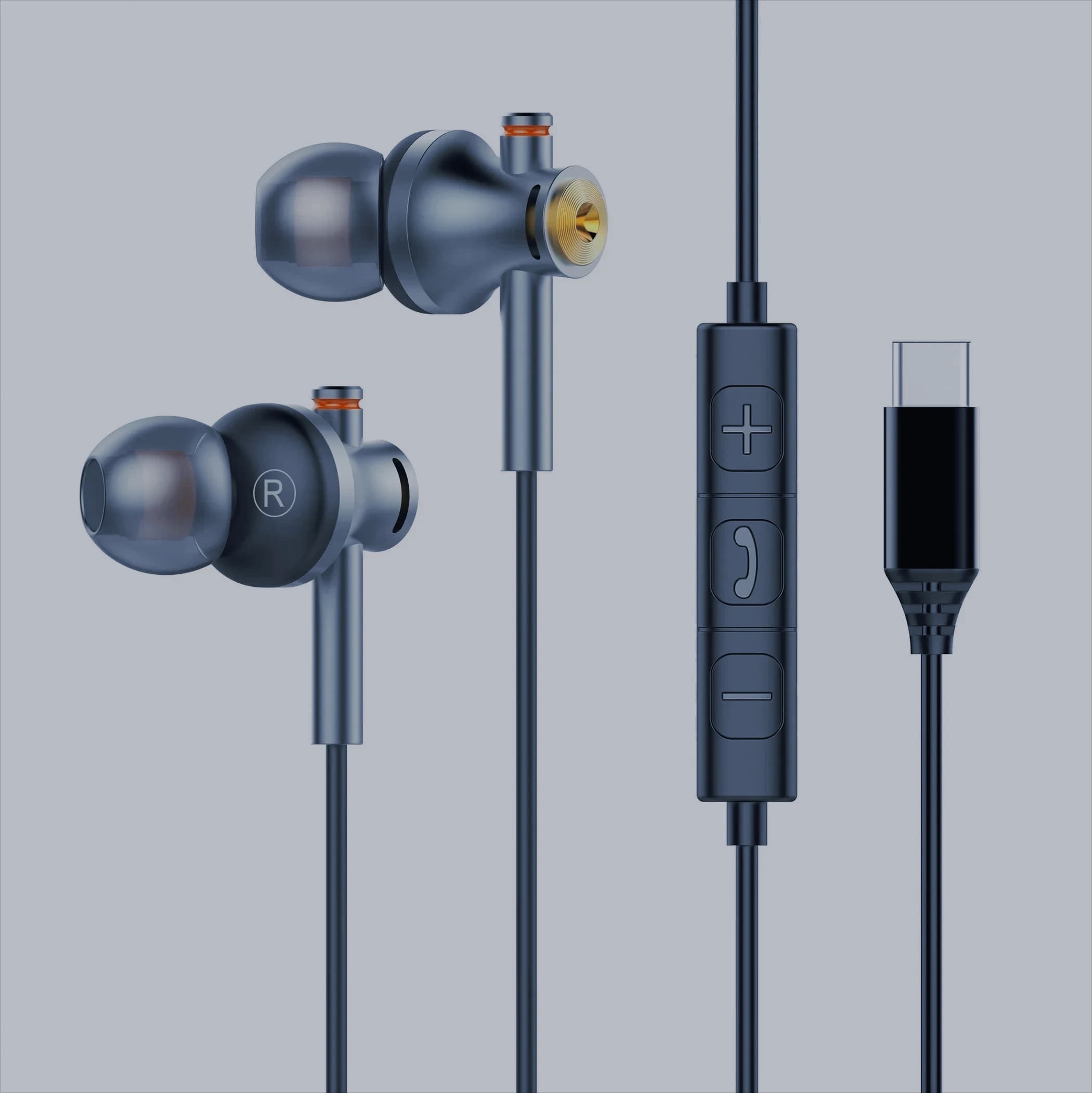 Écouteurs intra-auriculaires filaires Type-C avec son Dolby et réduction du bruit
